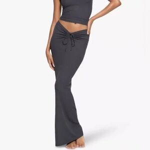 SKIMS graphite grey soft lounge ribbed skirt 

 Drawstring Maxi Skirt